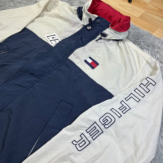 Herren Vintage 90er Tommy Hilfiger Windbreaker Jacke Größe L