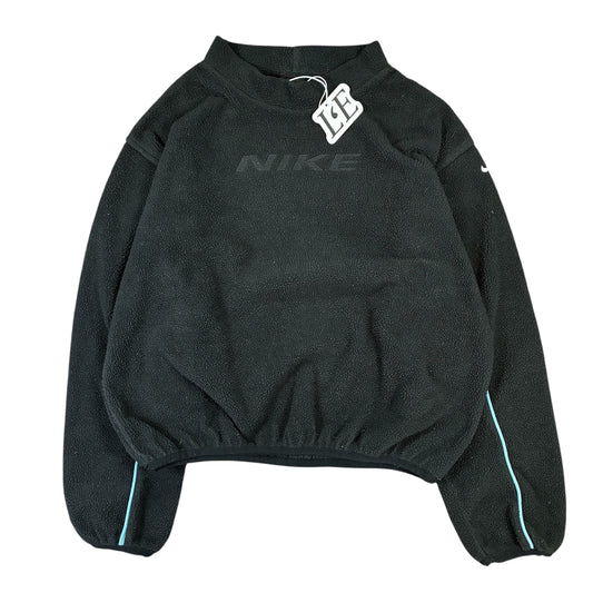 Vintage Womens Nike fleece sweatshirt — front view, Black, Size S