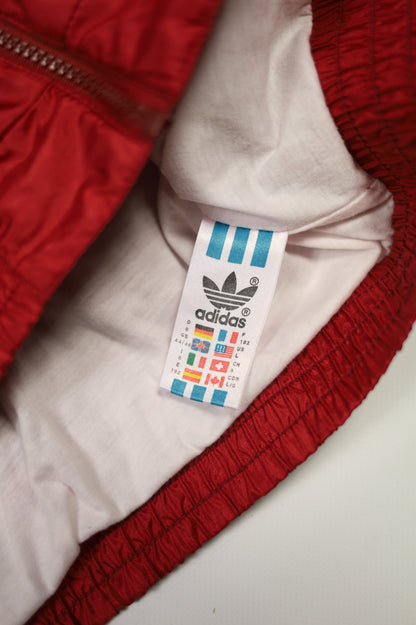 Adidas red nylon Y2K jacket zipper detail