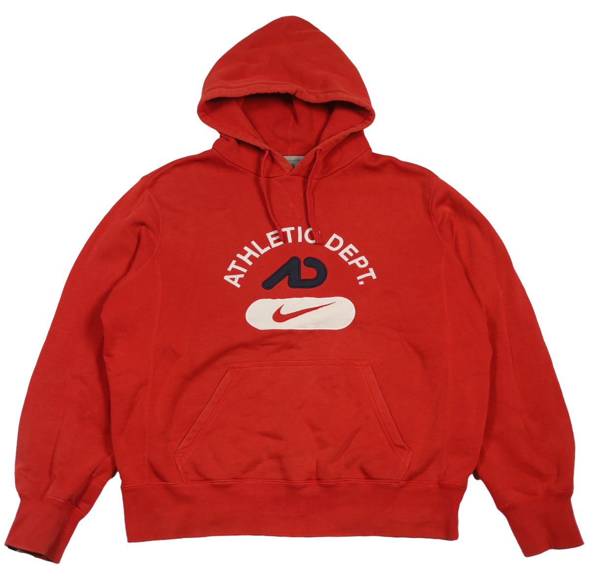 Vintage Nike red hoodie — front view, Mens Size M
