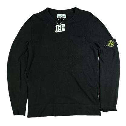 Vintage Stone Island black pullover sweater — front view, Mens M