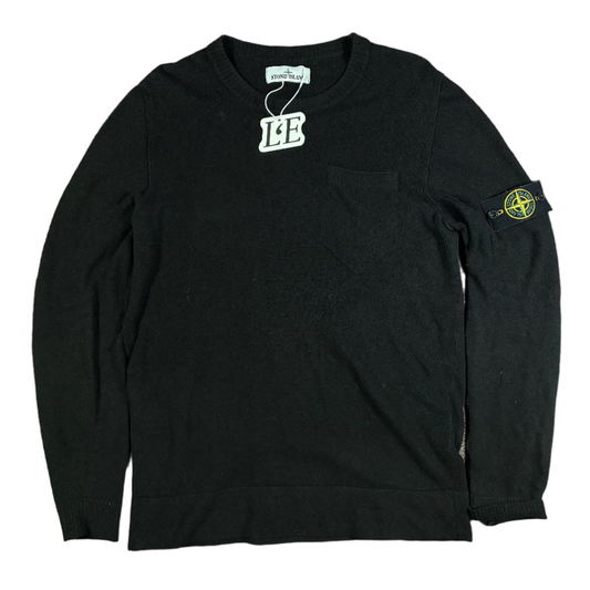 Vintage Stone Island black pullover sweater — front view, Mens M