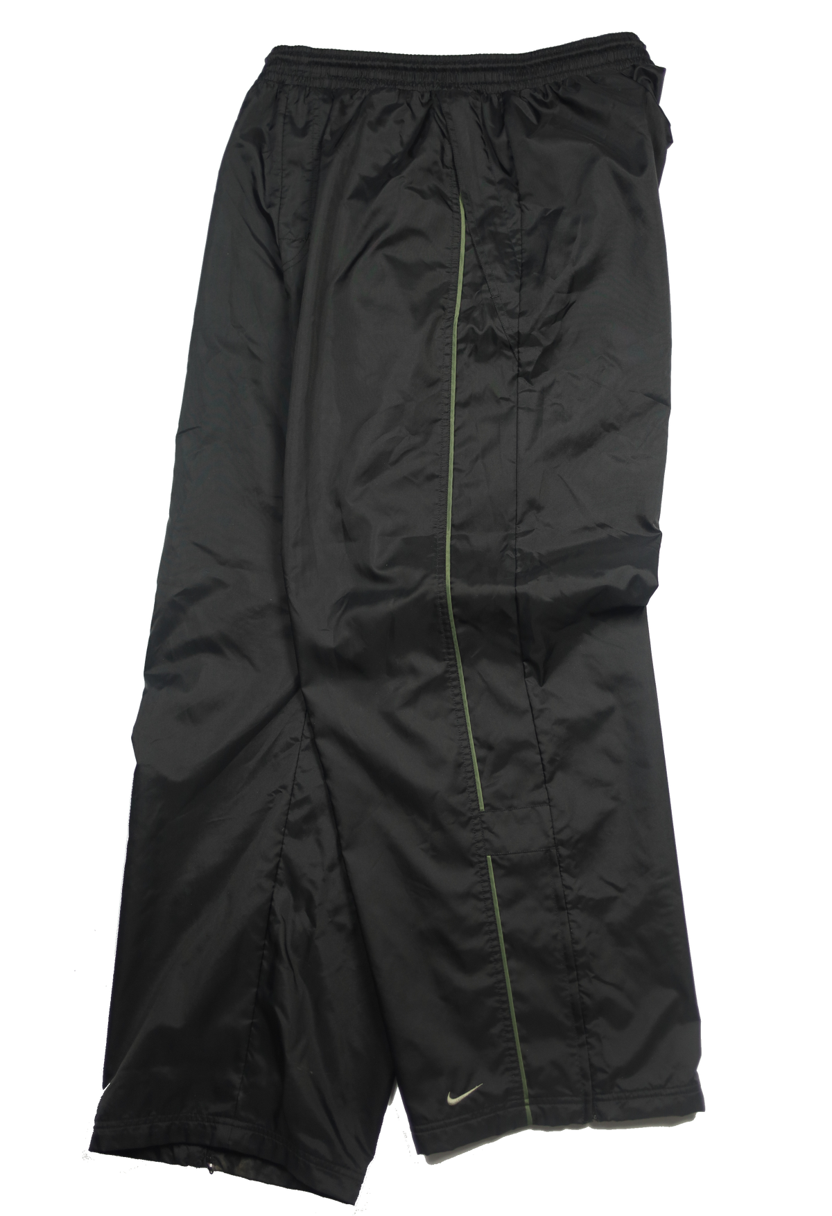 Vintage Nike black trackpants — front view, Mens Size XL