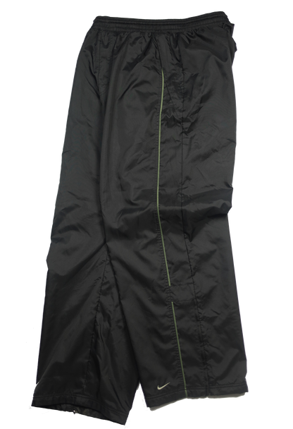 Vintage Nike black trackpants — front view, Mens Size XL