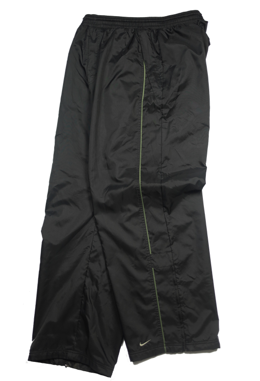 Vintage Nike black trackpants — front view, Mens Size XL