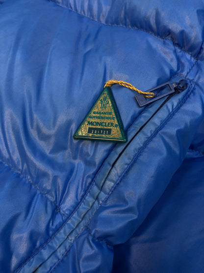 Vintage Moncler Grenoble logo on blue puffer