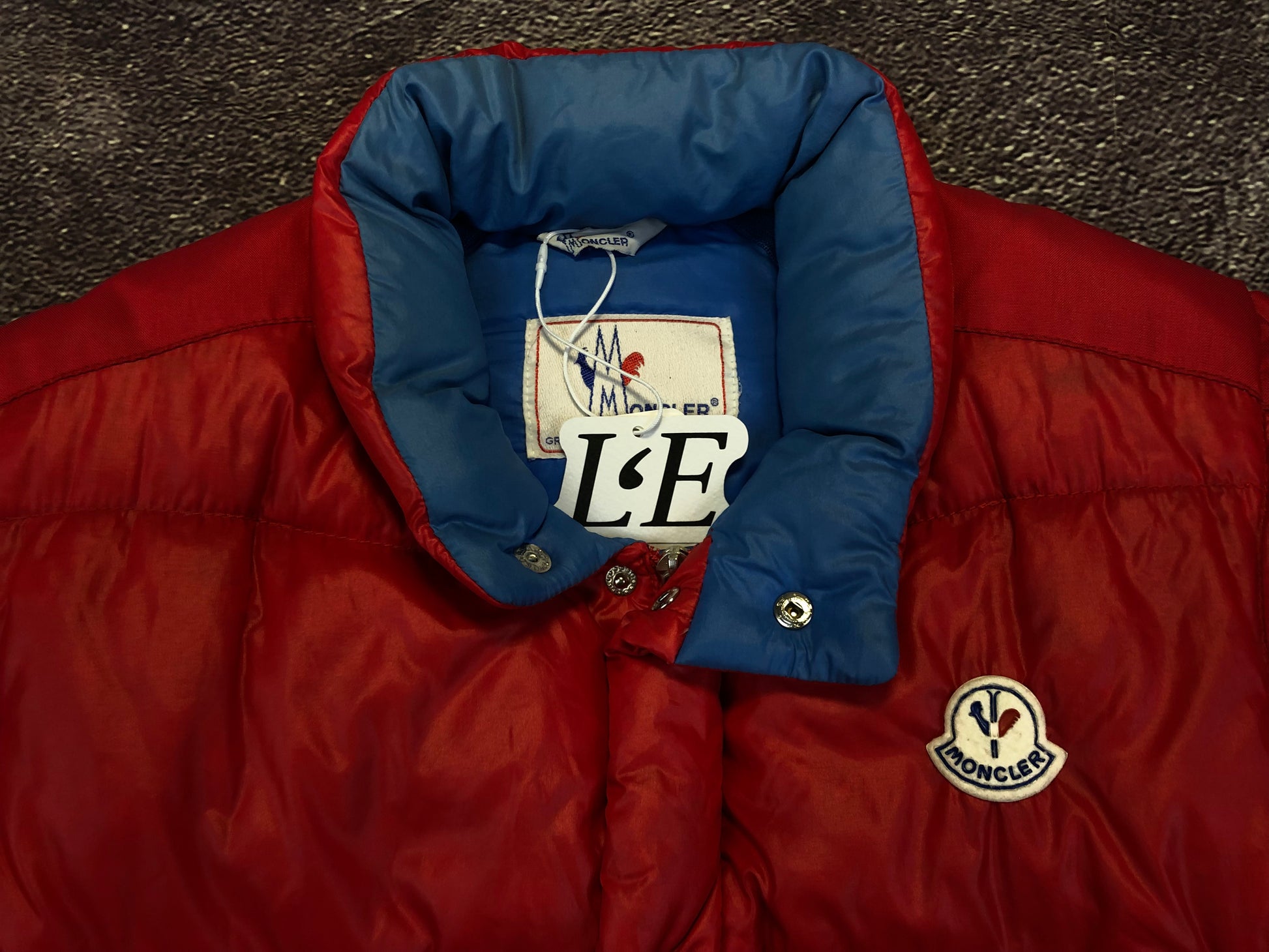 Moncler Grenoble red puffer zipper detail