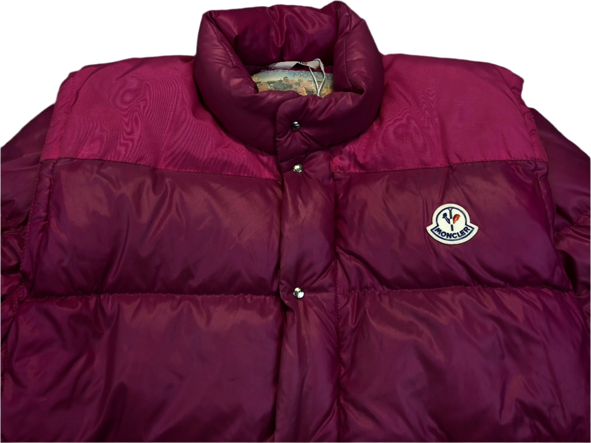 Vintage Moncler Grenoble pink puffer logo detail