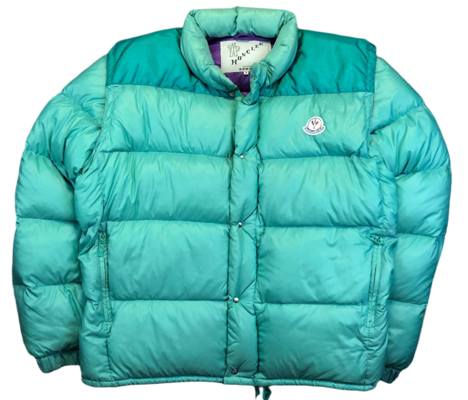 Moncler Grenoble teal puffer back view
