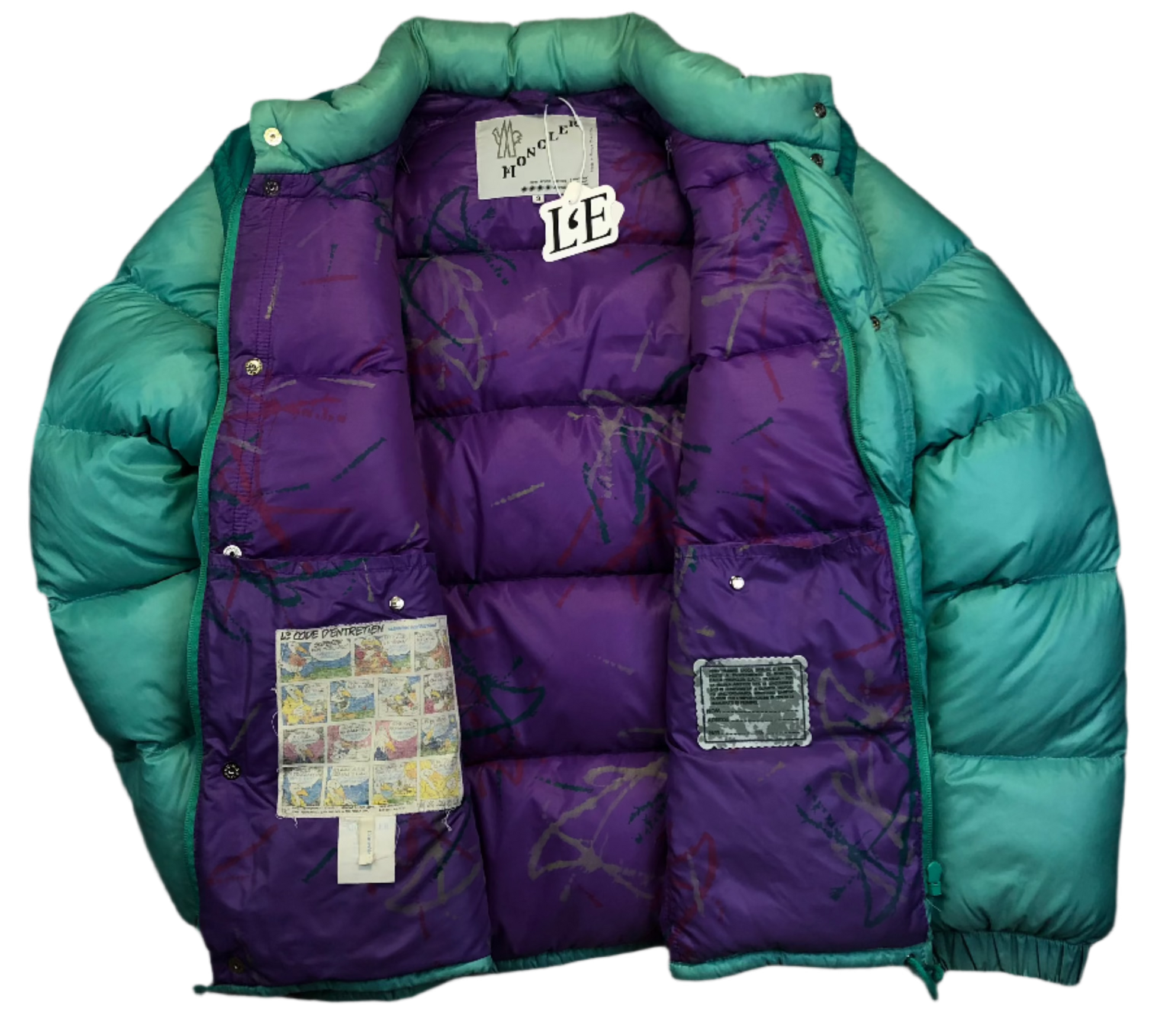 Moncler Grenoble teal puffer zipper detail
