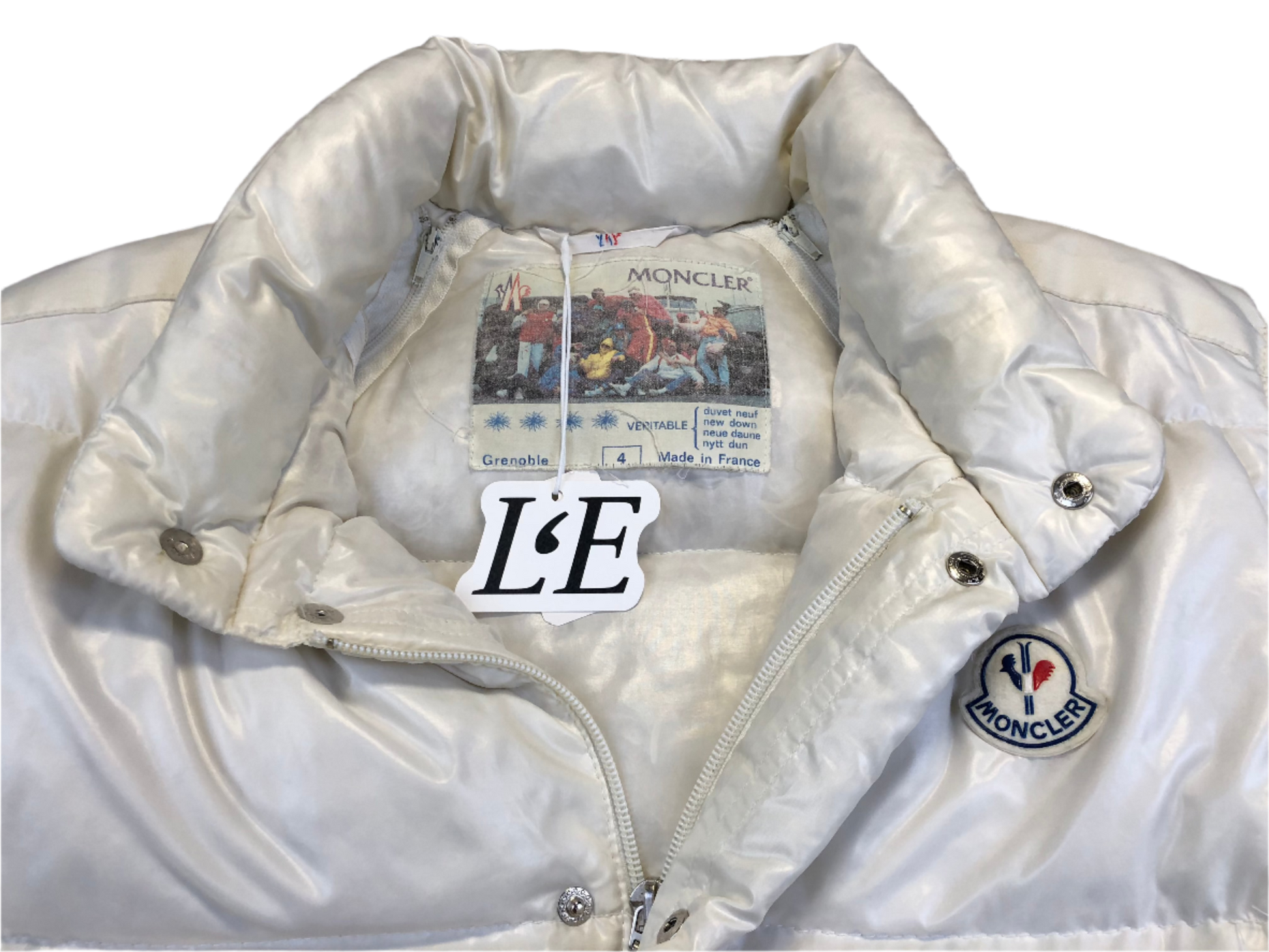 Moncler Grenoble white puffer zipper detail