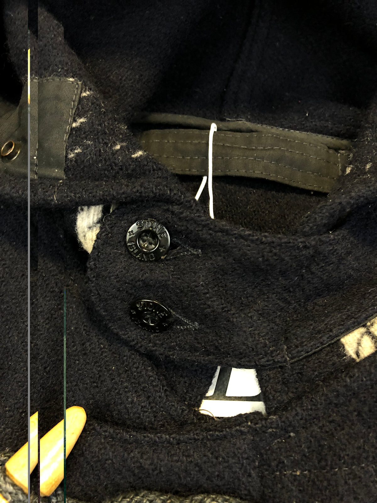 Marina duffle coat wool fabric close-up