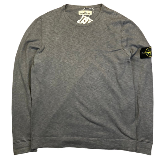 Vintage Stone Island light gray pullover sweater — front view, Mens L