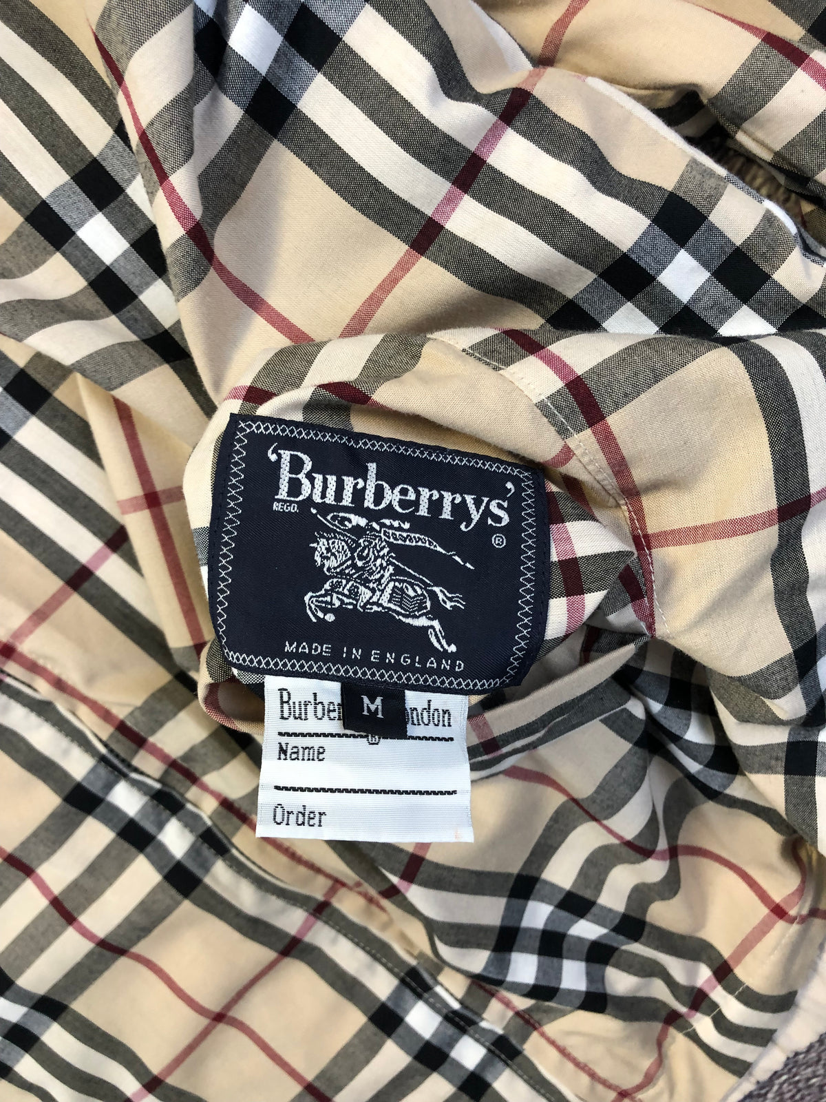 Burberry Harrington size and brand tag