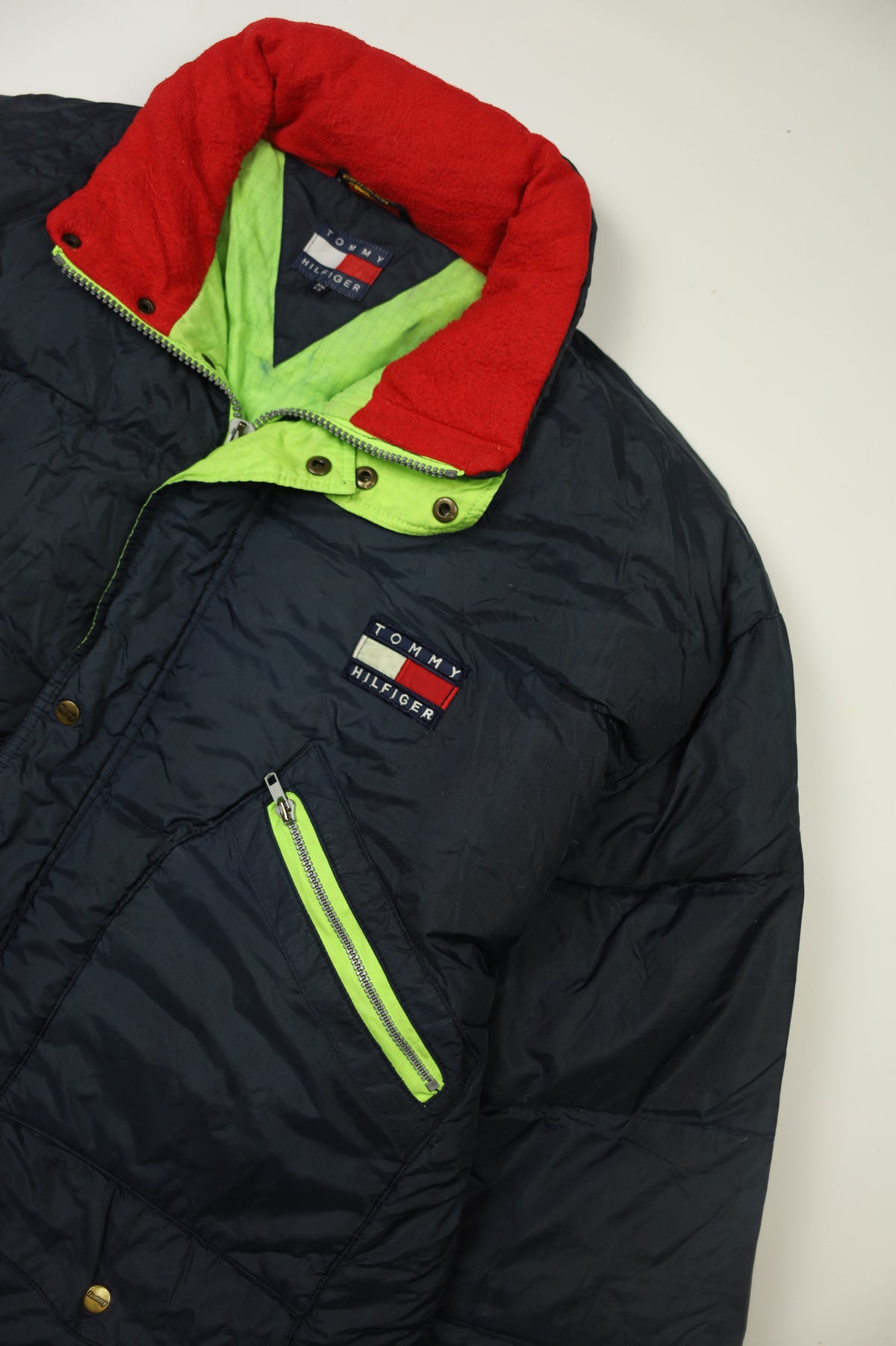 Vintage Tommy Hilfiger flag logo on down jacket