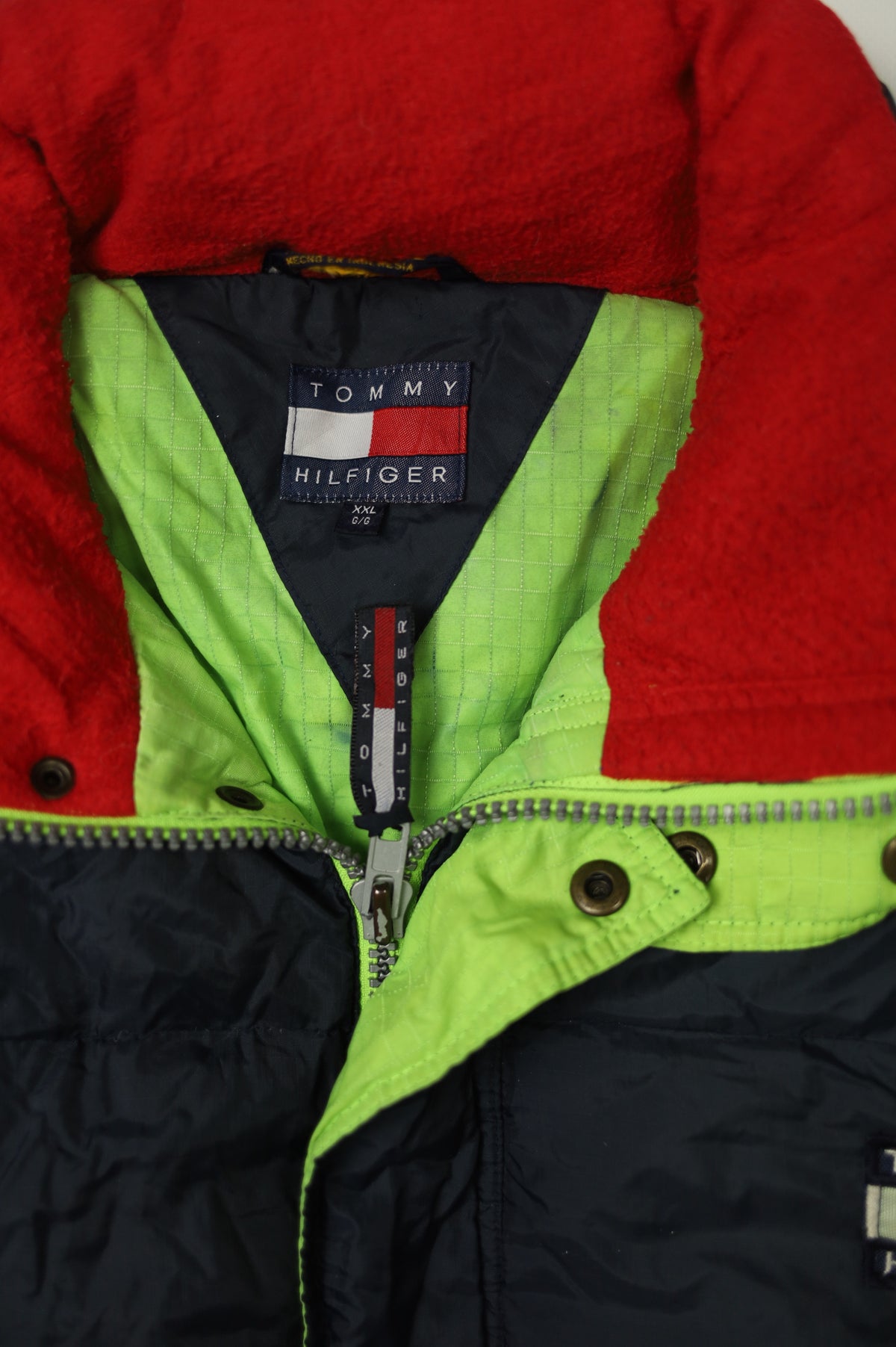 Vintage Tommy Hilfiger down jacket hood detail