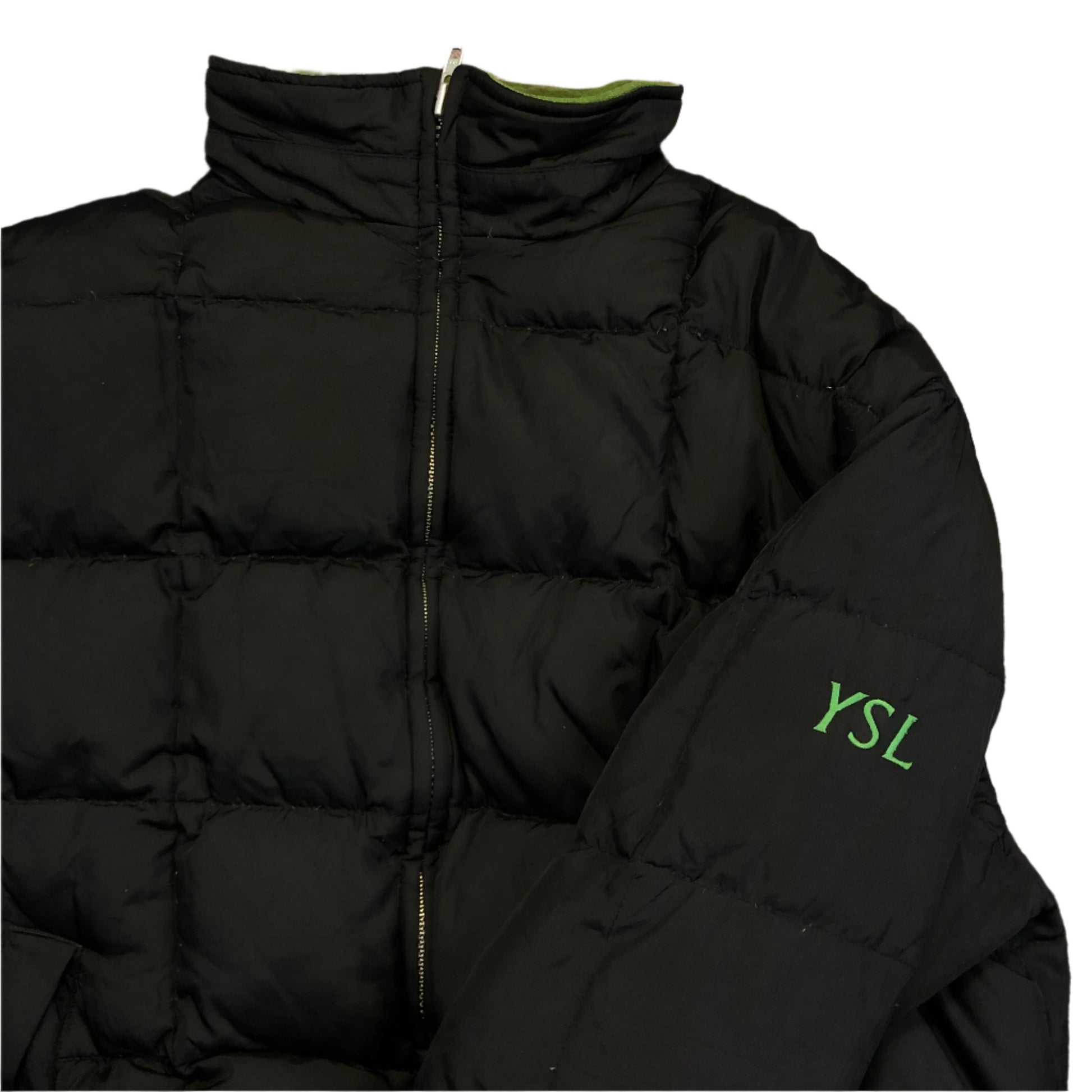 Vintage YSL puffer logo detail