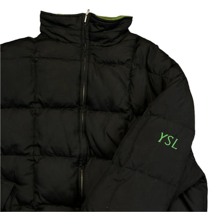 Vintage YSL puffer logo detail