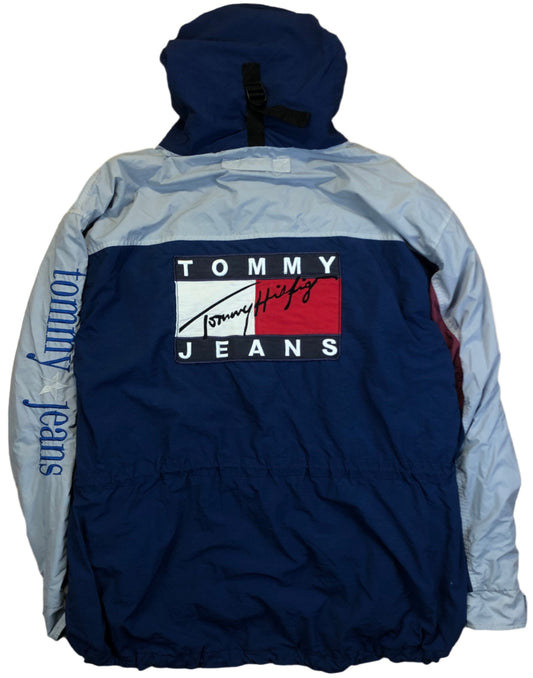 Vintage Tommy Hilfiger Sport Edition multicolor jacket — front view, Mens XL