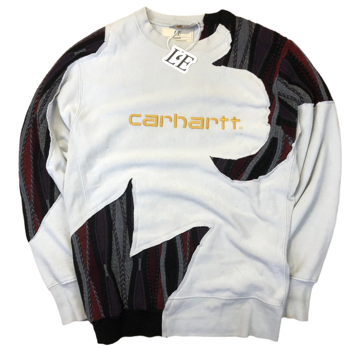 UPCYCLED Carhartt x Carlo Colucci sweatshirt — front view, Mens L