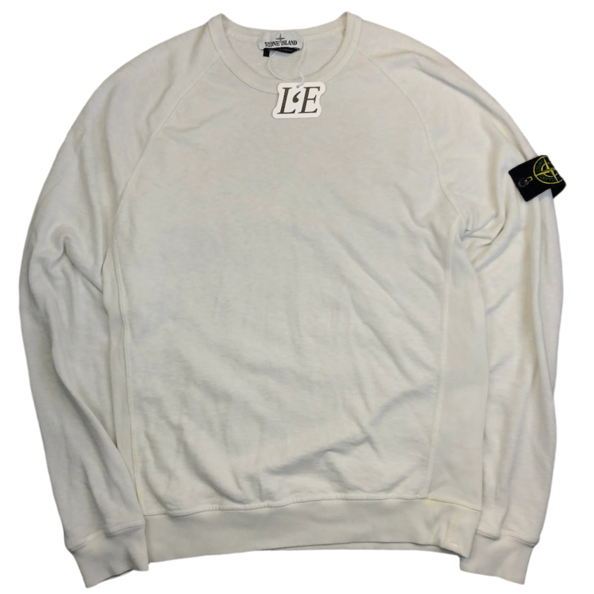 Vintage Stone Island white sweatshirt — front view, Mens M