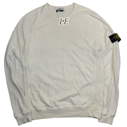 Vintage Stone Island white sweatshirt — front view, Mens M