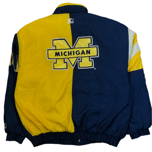Vintage Starter Michigan Wolverines jacket — front view, Mens XXL