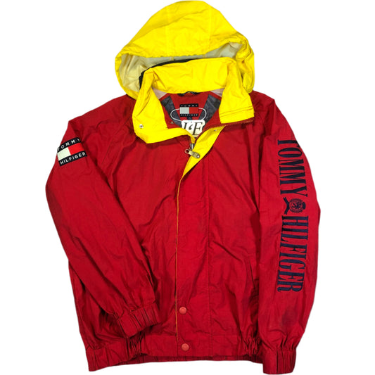 Vintage Tommy Hilfiger 1999 multicolor jacket — front view, Mens XL