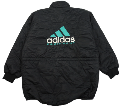 Vintage Adidas Equipment 1998 big logo winter jacket — front view, Mens Size XL