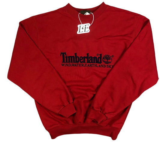 Vintage Timberland red sweatshirt — front view, Mens S (No. 2)