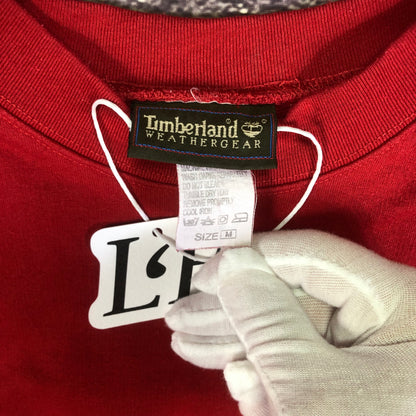 Timberland red sweatshirt logo detail