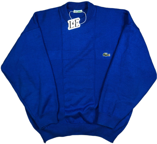 Vintage Lacoste 1999 blue sweater — front view, Mens M