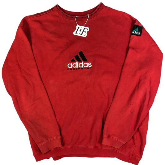 Vintage Adidas Equipment 1999 red sweatshirt — front view, Mens Size L