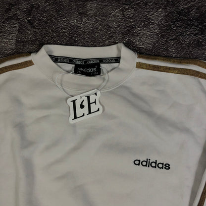 Adidas 1999 white sweatshirt logo detail
