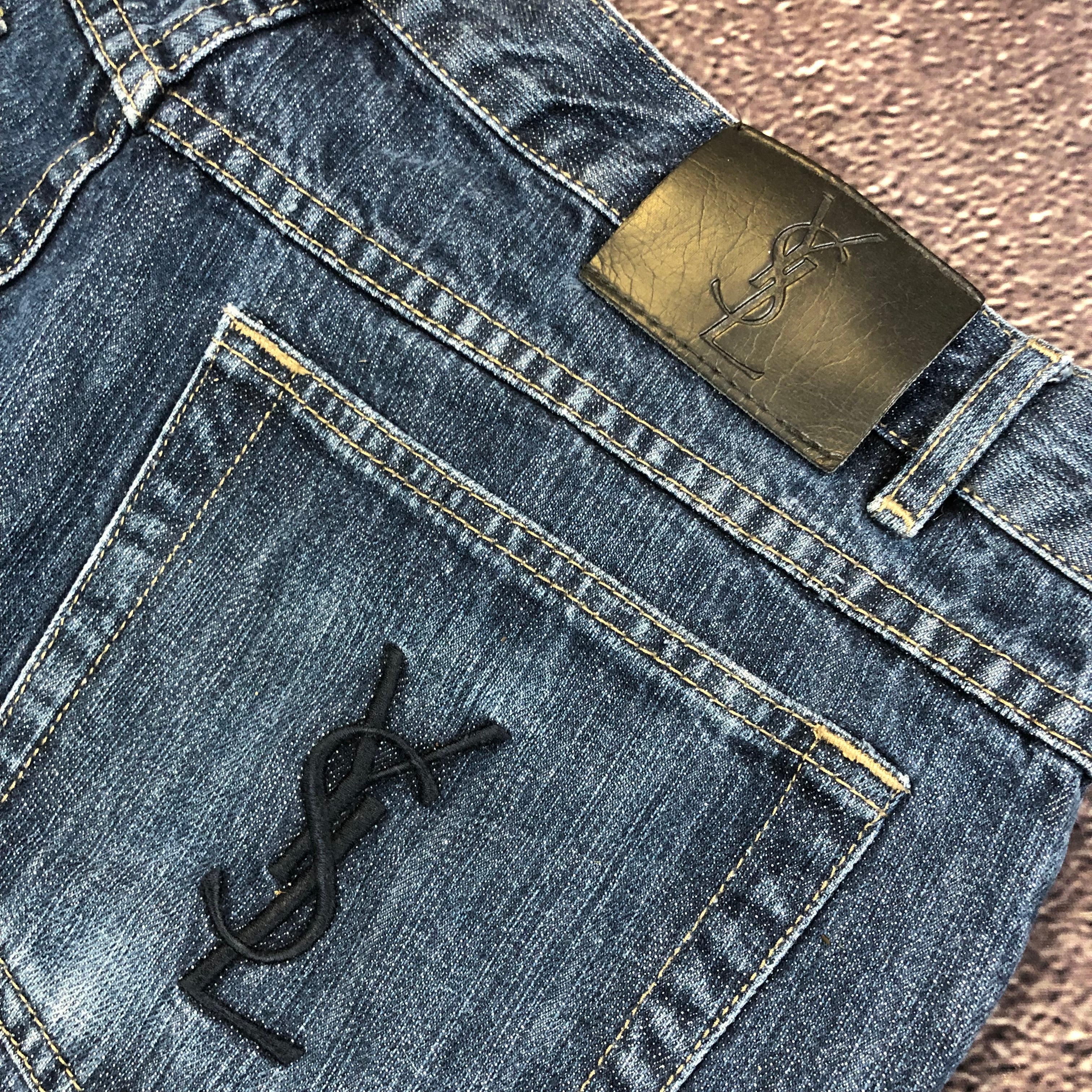Vintage YSL Big Logo Jeans Indigo Size 36x32
