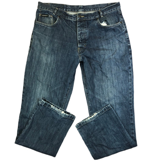 YSL big logo indigo jeans back view