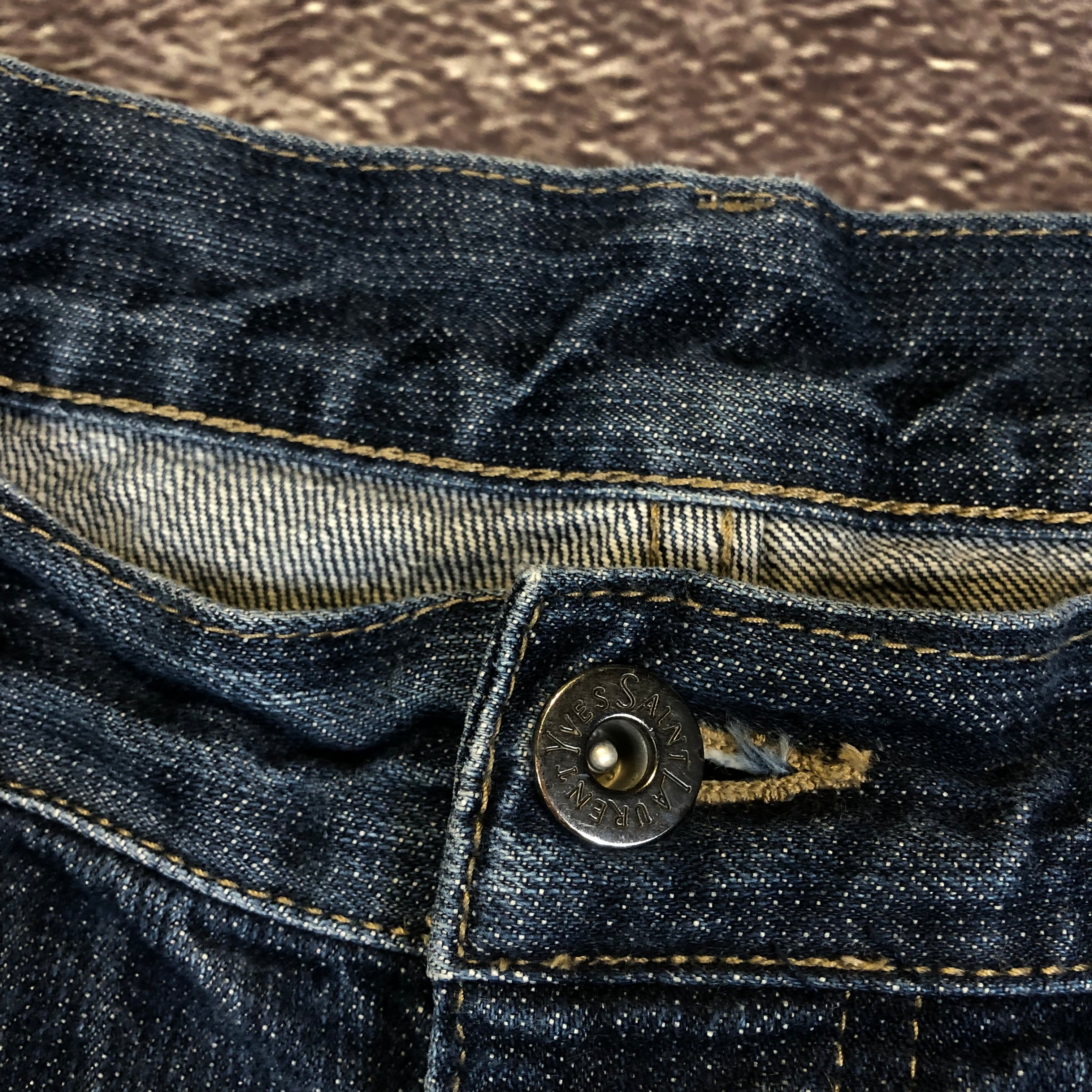 Vintage YSL Big Logo Jeans Indigo Size 36x32
