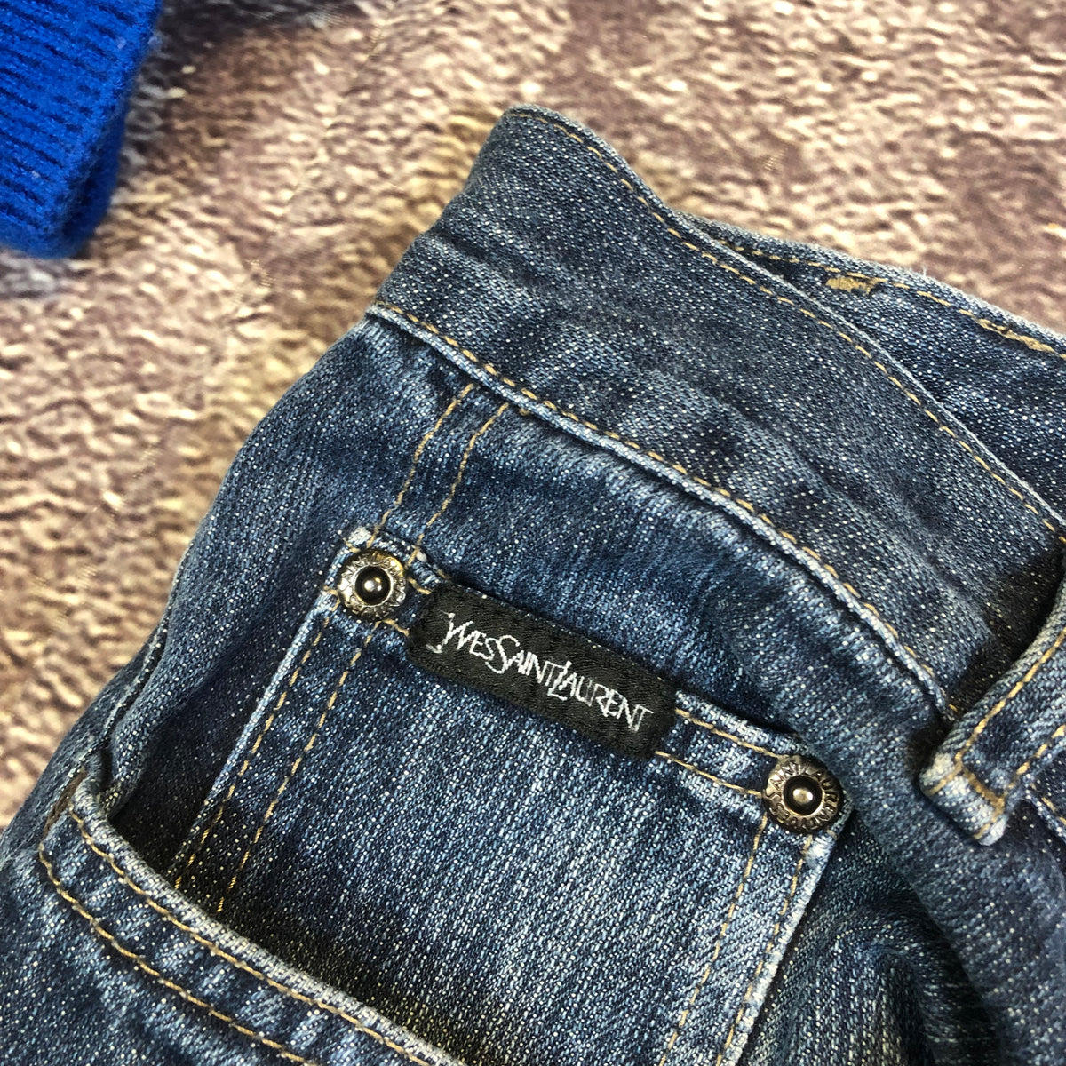 YSL indigo jeans inner detail