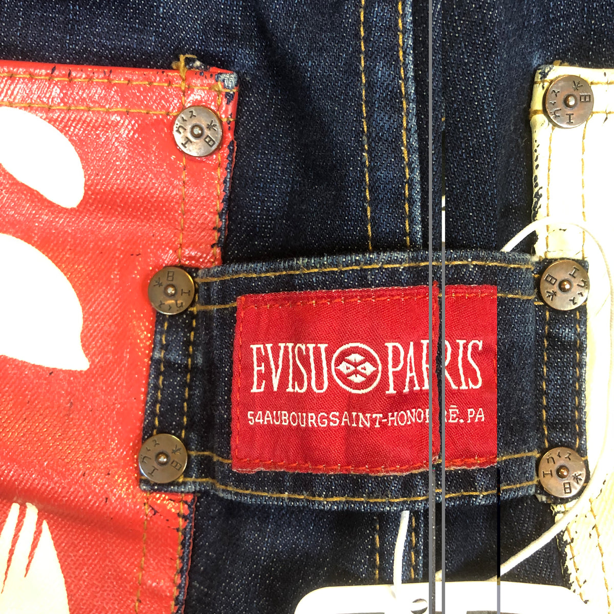 Evisu seagull logo and pocket detail