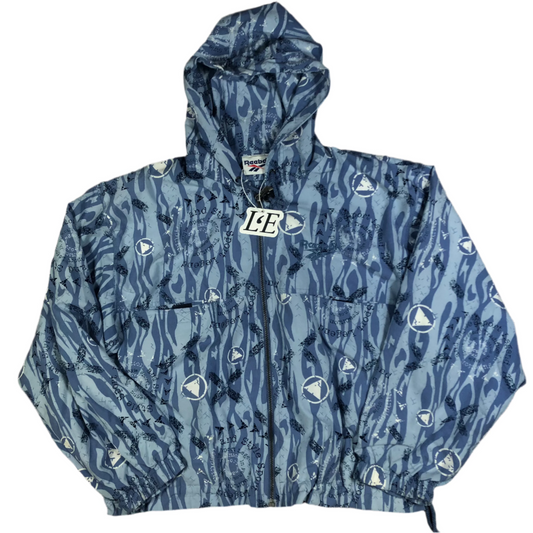 Vintage Reebok multicolor jacket — front view, Mens M