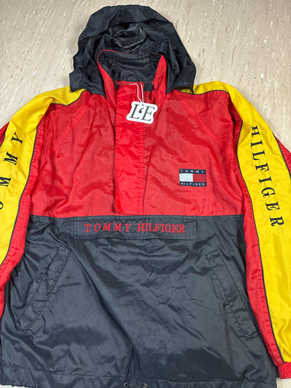 Vintage Tommy Hilfiger Jacket 90s Streetwear Windbreaker Logo Sleeve Size M-L